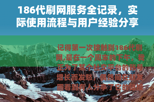 186代刷网服务全记录，实际使用流程与用户经验分享