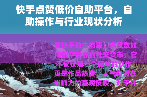 快手点赞低价自助平台，自助操作与行业现状分析