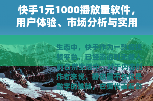 快手1元1000播放量软件，用户体验、市场分析与实用建议