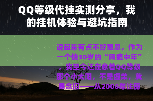 QQ等级代挂实测分享，我的挂机体验与避坑指南