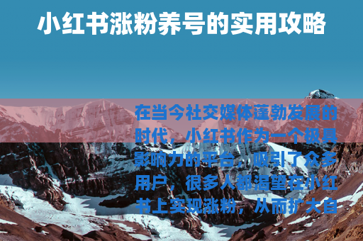 小红书涨粉养号的实用攻略