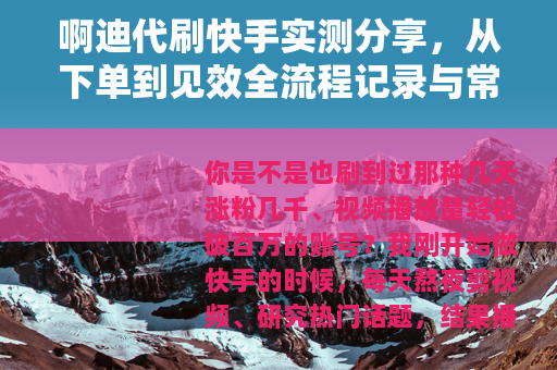 啊迪代刷快手实测分享，从下单到见效全流程记录与常见疑问解答