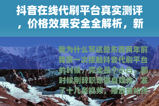 抖音在线代刷平台真实测评，价格效果安全全解析，新手必看指南
