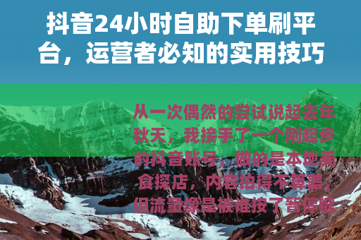 抖音24小时自助下单刷平台，运营者必知的实用技巧与效果评估