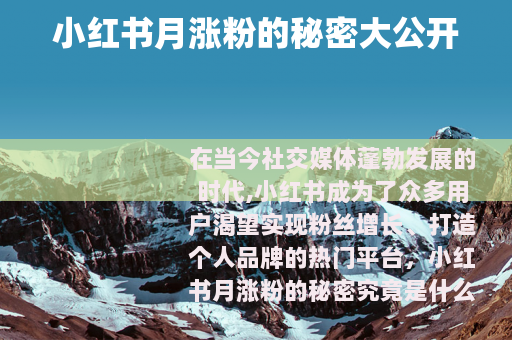 小红书月涨粉的秘密大公开
