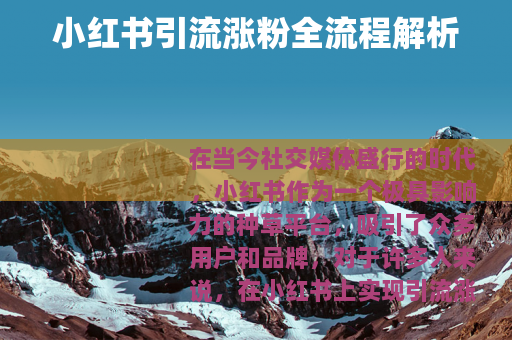 小红书引流涨粉全流程解析