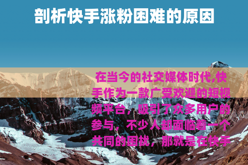 剖析快手涨粉困难的原因