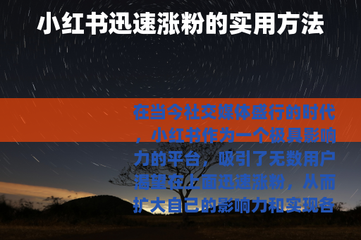 小红书迅速涨粉的实用方法
