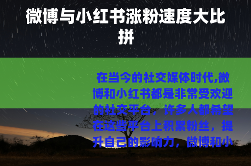 微博与小红书涨粉速度大比拼