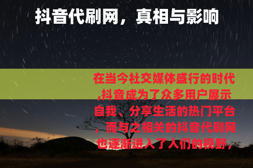 抖音代刷网，真相与影响