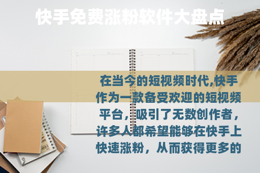 快手免费涨粉软件大盘点