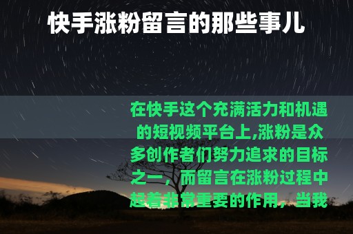快手涨粉留言的那些事儿
