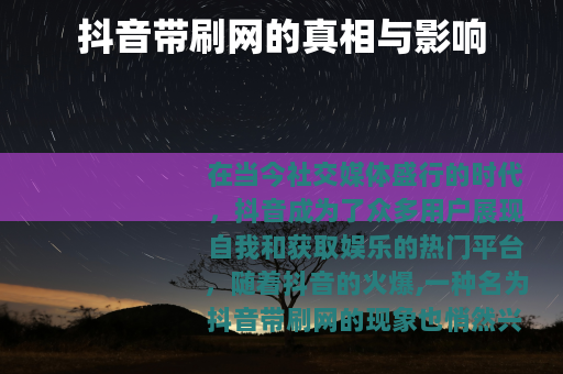 抖音带刷网的真相与影响