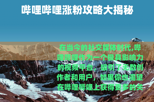 哔哩哔哩涨粉攻略大揭秘