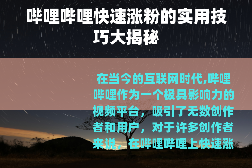 哔哩哔哩快速涨粉的实用技巧大揭秘
