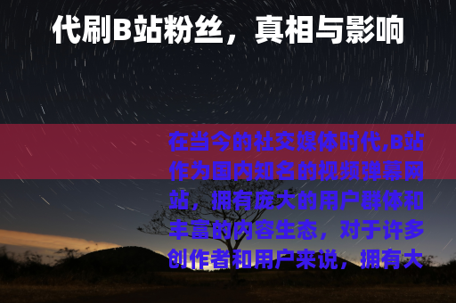 代刷B站粉丝，真相与影响