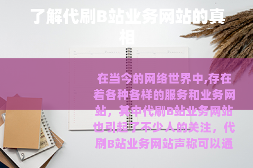 了解代刷B站业务网站的真相