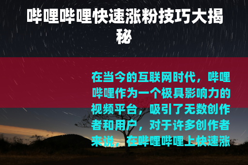 哔哩哔哩快速涨粉技巧大揭秘