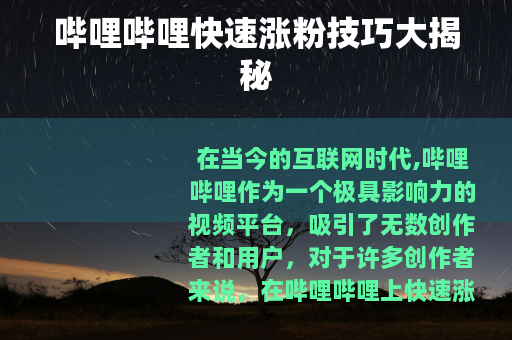 哔哩哔哩快速涨粉技巧大揭秘