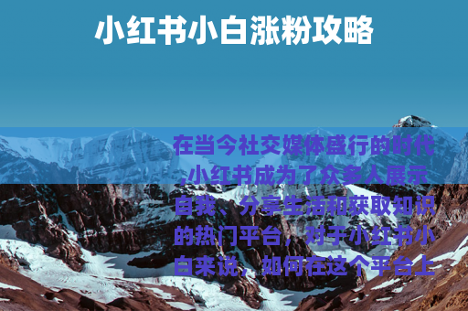 小红书小白涨粉攻略