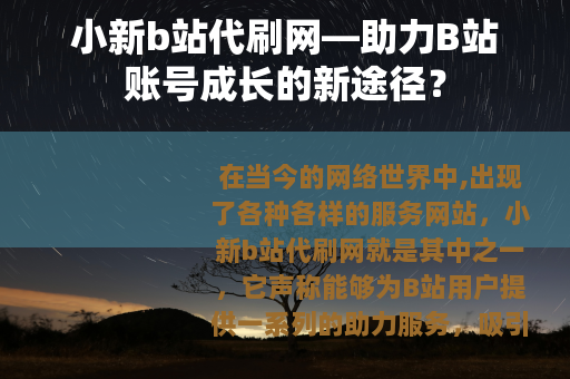 小新b站代刷网—助力B站账号成长的新途径？