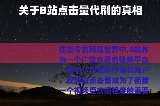 关于B站点击量代刷的真相