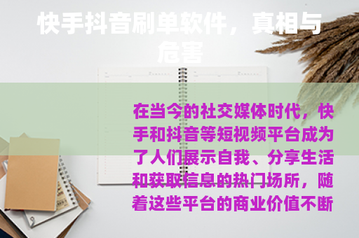 快手抖音刷单软件，真相与危害