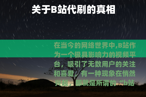 关于B站代刷的真相