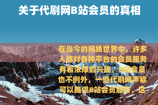 关于代刷网B站会员的真相
