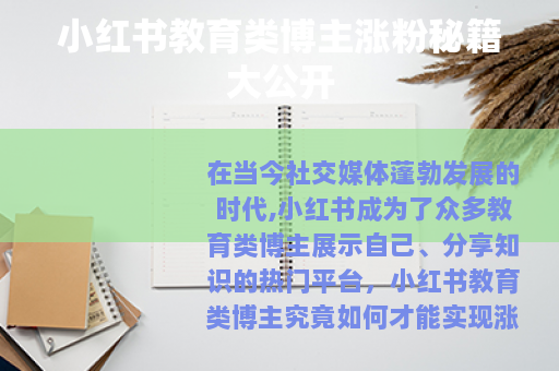 小红书教育类博主涨粉秘籍大公开