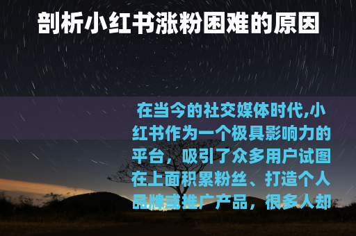 剖析小红书涨粉困难的原因