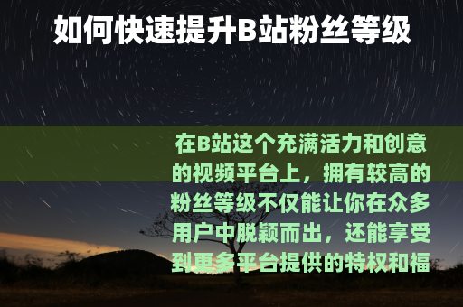 如何快速提升B站粉丝等级