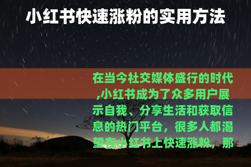 小红书快速涨粉的实用方法