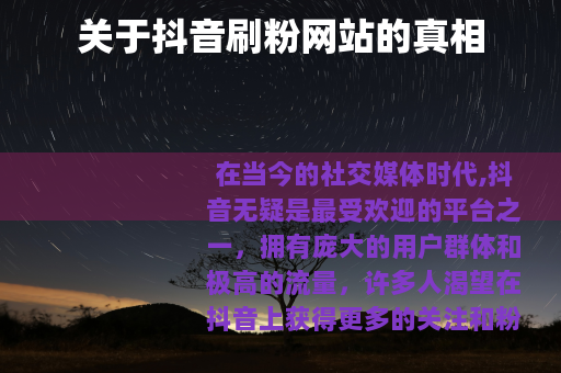 关于抖音刷粉网站的真相