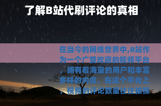 了解B站代刷评论的真相