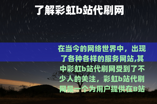 了解彩虹b站代刷网