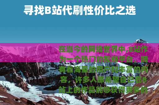 寻找B站代刷性价比之选