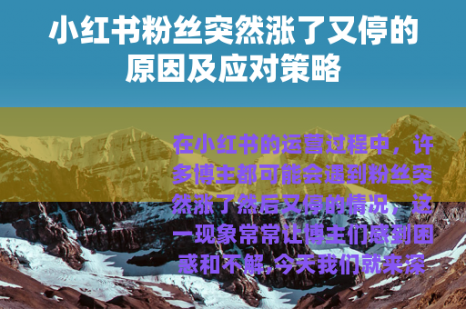 小红书粉丝突然涨了又停的原因及应对策略