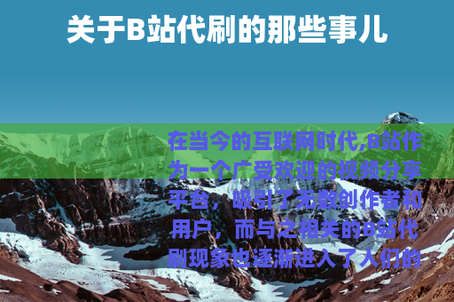 关于B站代刷的那些事儿