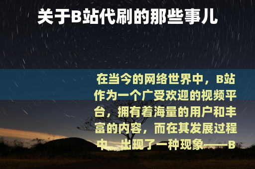 关于B站代刷的那些事儿