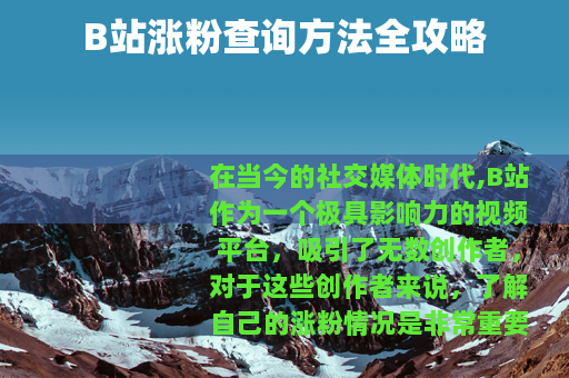 B站涨粉查询方法全攻略