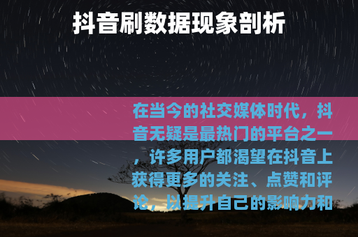 抖音刷数据现象剖析