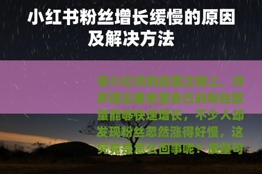 小红书粉丝增长缓慢的原因及解决方法