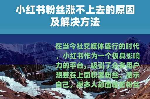 小红书粉丝涨不上去的原因及解决方法