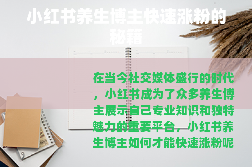 小红书养生博主快速涨粉的秘籍