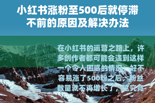 小红书涨粉至500后就停滞不前的原因及解决办法