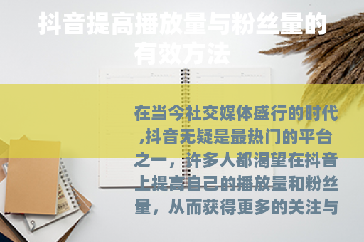 抖音提高播放量与粉丝量的有效方法