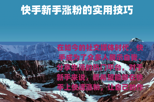 快手新手涨粉的实用技巧