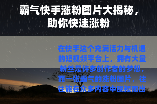 霸气快手涨粉图片大揭秘，助你快速涨粉